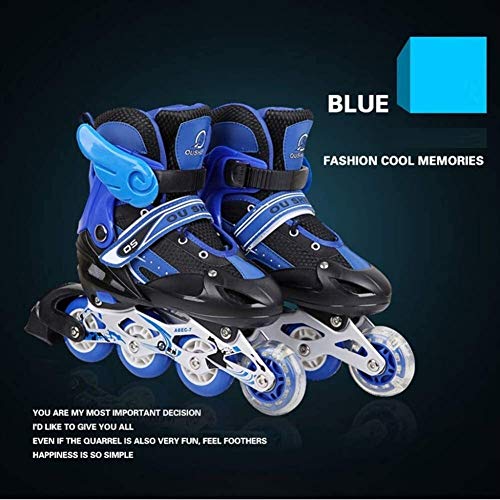 LQ Patines en Línea Niños Niños Precioso Estable Equilibrio Slalom Paralelo Zapatos del Rodillo Intermitente del Patín De Hielo De 3/6/7/10 Años, 3 Colores (Color : Blue, Size : S (26-33))