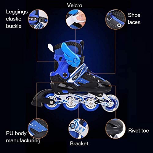 LQ Patines en Línea Niños Niños Precioso Estable Equilibrio Slalom Paralelo Zapatos del Rodillo Intermitente del Patín De Hielo De 3/6/7/10 Años, 3 Colores (Color : Blue, Size : S (26-33))