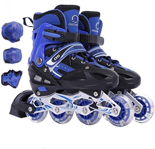 LQ Patines en Línea Niños Niños Precioso Estable Equilibrio Slalom Paralelo Zapatos del Rodillo Intermitente del Patín De Hielo De 3/6/7/10 Años, 3 Colores (Color : Blue, Size : S (26-33))