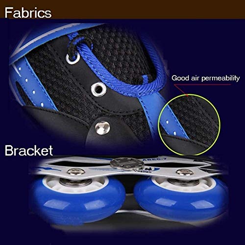 LQ Patines en Línea Niños Niños Precioso Estable Equilibrio Slalom Paralelo Zapatos del Rodillo Intermitente del Patín De Hielo De 3/6/7/10 Años, 3 Colores (Color : Blue, Size : S (26-33))