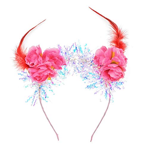 LQH Mujeres Niñas de Halloween Cinta de Cabeza de Flor Artificial de la Pluma del aro del Pelo Masquerad (Size : 1)