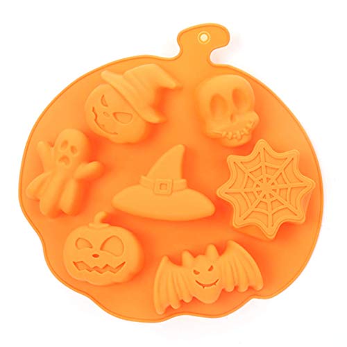 LQH Pastel de Silicona del Estilo de Vacaciones de Halloween Molde 7 cavidades Calabaza Fantasma Bat Forma Co