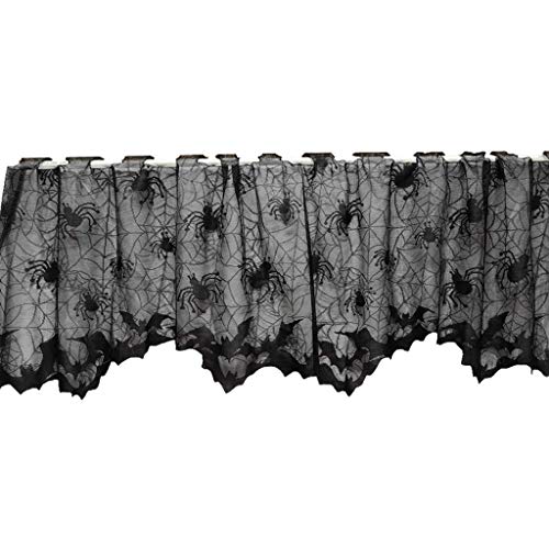 LQH Ventana Bat Telaraña Shade 60x20 Pulgadas Lámpara de Halloween Negro de la Cubierta del cordón de la Cortina de Puerta Chimenea Partido de la Bufanda de la decoración del hogar Manto Negro