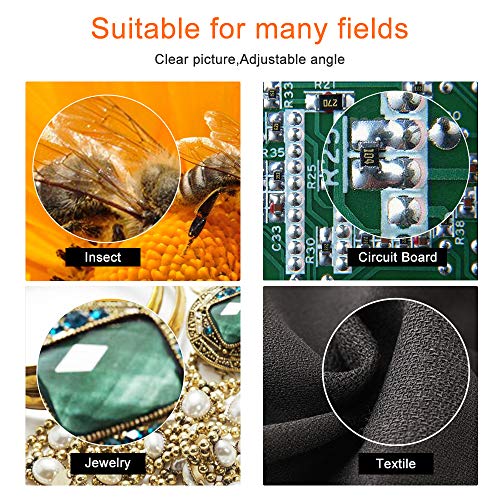 LQKYWNA Microscopio Digital HD de 7 Pulgadas 1200X ángulo Ajustable con 8 Resalte Regulables Luz Micro SD de Almacenamiento de Cámara del Teléfono Móvil de Reparación LED