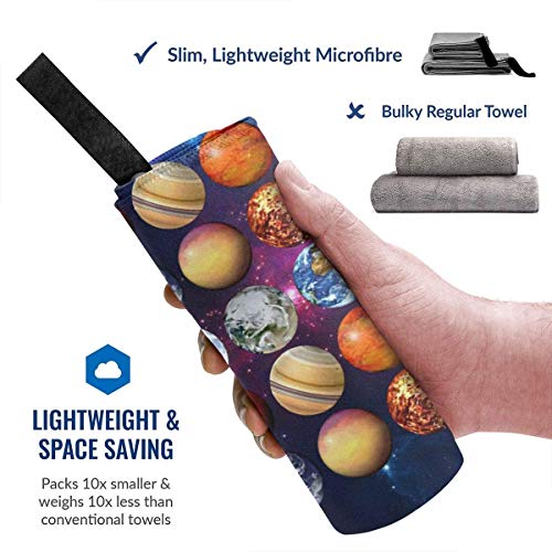 Lsjuee - Juego de 2 Toallas de Microfibra para Exteriores, Sistema Solar, Planetas, Ciencia Espacial, Ultra absorbentes, Toallas de Viaje de Secado rápido con