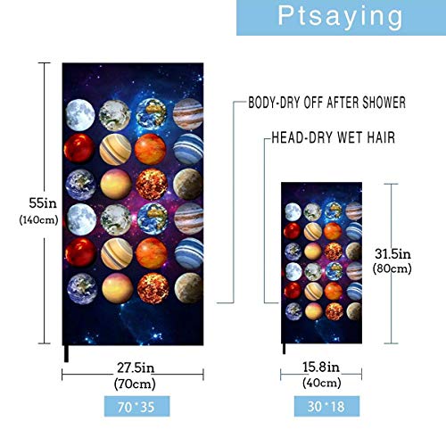 Lsjuee - Juego de 2 Toallas de Microfibra para Exteriores, Sistema Solar, Planetas, Ciencia Espacial, Ultra absorbentes, Toallas de Viaje de Secado rápido con