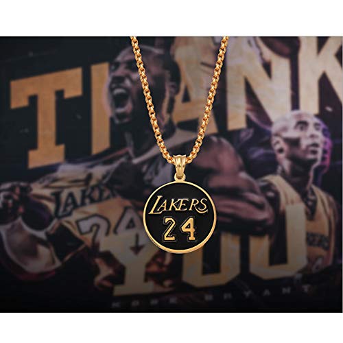 LSXX 316L Titanio 24th Kobe Bryant Memorial Collar de la Moneda galvanizado Punk Rock Casting Colgante de Aviación 67 cm Cadena,Oro