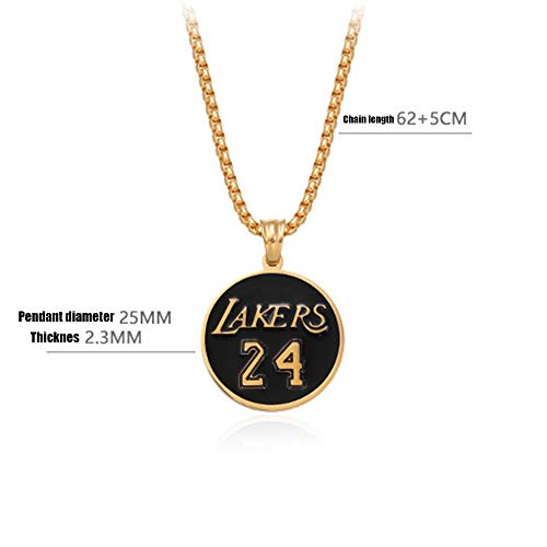 LSXX 316L Titanio 24th Kobe Bryant Memorial Collar de la Moneda galvanizado Punk Rock Casting Colgante de Aviación 67 cm Cadena,Oro