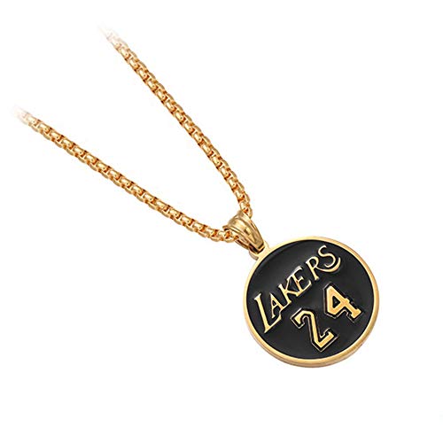 LSXX 316L Titanio 24th Kobe Bryant Memorial Collar de la Moneda galvanizado Punk Rock Casting Colgante de Aviación 67 cm Cadena,Oro