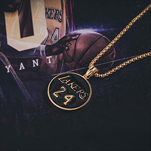 LSXX 316L Titanio 24th Kobe Bryant Memorial Collar de la Moneda galvanizado Punk Rock Casting Colgante de Aviación 67 cm Cadena,Oro