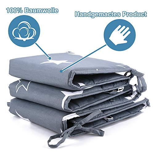 Luchild Protector de Cuna, 210cm Parachoques, Protector Cuna Chichonera para Proteger Bebe y Decorar la Cuna