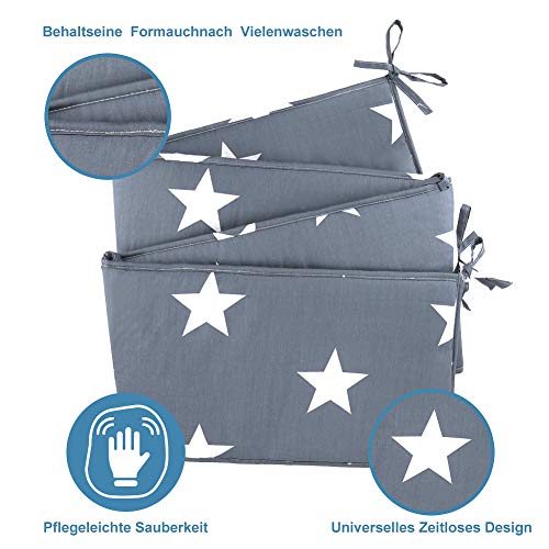 Luchild Protector de Cuna, 210cm Parachoques, Protector Cuna Chichonera para Proteger Bebe y Decorar la Cuna