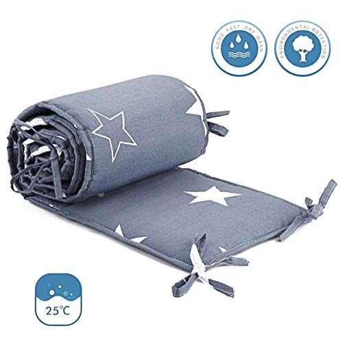 Luchild Protector de Cuna, 210cm Parachoques, Protector Cuna Chichonera para Proteger Bebe y Decorar la Cuna