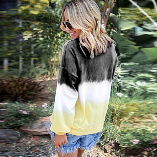 Luckycat 2019 Moda Mujer Camiseta Manga Larga Gradiente De Retazos Blusa Tops Cuello Redondo Suelto Primavera Y Verano Ropa Camiseta Talla Grande S-2XL