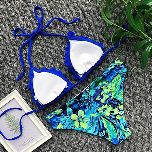 Luckycat Bikinis Mujer 2019 Push Up, Flor Impresión Acolchado Sujetador Beach Bikini Set Traje de Baño Bañador Mujeres Sexy Correas Swimsuit