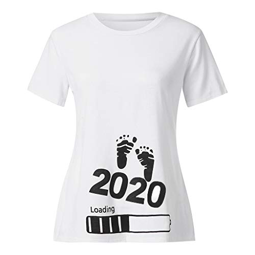 Luckycat Blusas Embarazada para Premamá, Camiseta de Maternidad de Manga Corto Top con Estampado de Linda Encantador Camiseta Divertida de la Maternidad premamá para Mujer Embarazo Lactancia T-Shirt