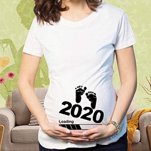 Luckycat Blusas Embarazada para Premamá, Camiseta de Maternidad de Manga Corto Top con Estampado de Linda Encantador Camiseta Divertida de la Maternidad premamá para Mujer Embarazo Lactancia T-Shirt