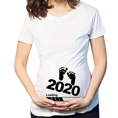 Luckycat Blusas Embarazada para Premamá, Camiseta de Maternidad de Manga Corto Top con Estampado de Linda Encantador Camiseta Divertida de la Maternidad premamá para Mujer Embarazo Lactancia T-Shirt