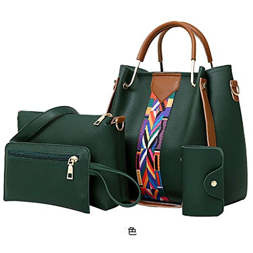 Luckycat Bolsos bandolera para Mujer 2019 Primavera y Verano Moda mano Carteras de mano y clutches monedero Shoppers y bolsos de hombro Cuero de la PU Señora de Juego de cuatro piezas