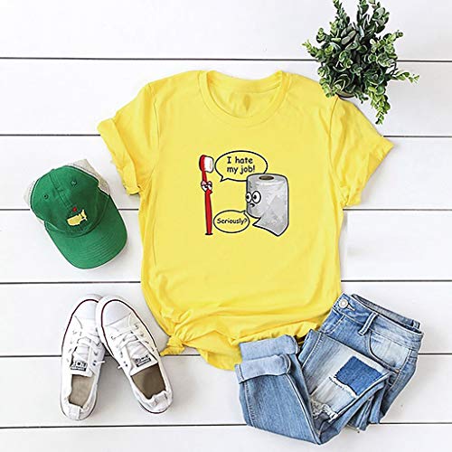 Luckycat Camisetas de Mujer Manga Corta Impresión de Dibujos Animados Blusa Camisa Cuello Redondo Basica Camiseta Suelto Verano Tops Casual Fiesta T-Shirt Original tee