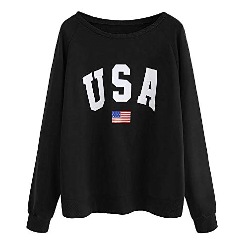 Luckycat Mujer Sudaderas, Otoño Invierno Letras “USA” Mujer Sudaderas con Capucha Manga Larga Sudaderas Mujer Blusa Adolescente Chica Tops Deportiva