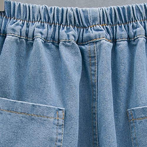 Luckycat Pantalones Cortos para Mujer Pantalones de Verano Boyfriend de Bermudas de Capri Mujer Pantalón Corto Vaquero con Volantes Jeans Pantalones Vaqueros con Bolsillos
