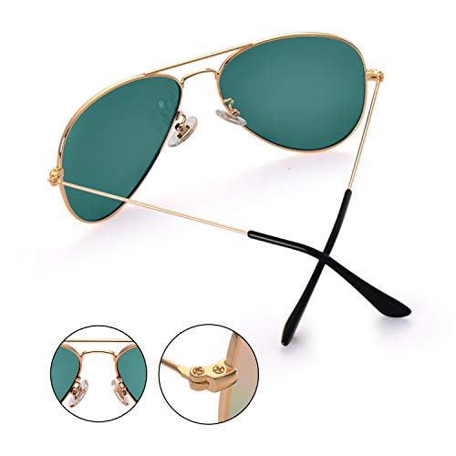 LUENX Hombre Mujer Aviador Polarizado gafas de sol con el caso - UV 400 Espejo de Protección Rosa Lente Marco de Dorado 60mm