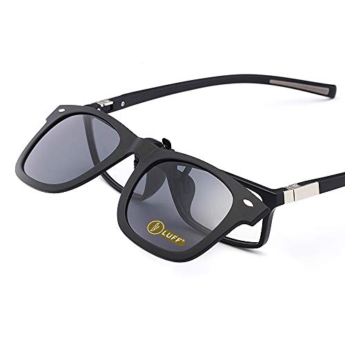 LUFF Gafas de sol polarizadas con clip Unisex-Elegantes y cómodos Clips Gafas de sol miopes para exterior/conducción/pesca (black)