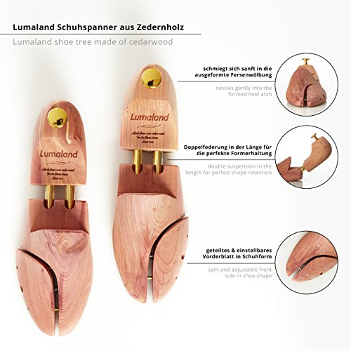 Lumaland Horma de Zapatos de alta calidad para hombres y mujeres en madera de cedro con doble resorte Unisex talla 40/41
