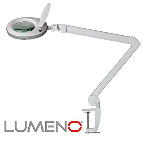 Lumeno Lámpara Lupa, lámpara de Trabajo, lámpara cosmética con 96 Leds, Gris, 721XGR para Salones de cosmética Ayuda de Lectura, Lupa de Lente, en 3, 5 u 8 dioptrías Gris 5 dioptrías