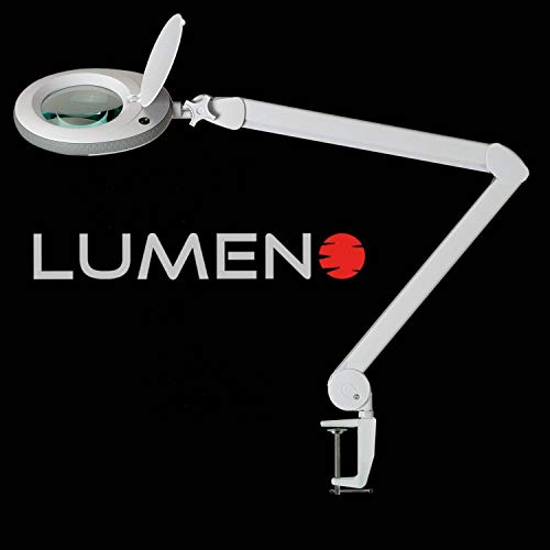 Lumeno Lámpara Lupa, lámpara de Trabajo, lámpara cosmética con 96 Leds, Gris, 721XGR para Salones de cosmética Ayuda de Lectura, Lupa de Lente, en 3, 5 u 8 dioptrías Gris 5 dioptrías