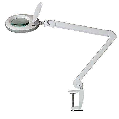Lumeno Lámpara Lupa, lámpara de Trabajo, lámpara cosmética con 96 Leds, Gris, 721XGR para Salones de cosmética Ayuda de Lectura, Lupa de Lente, en 3, 5 u 8 dioptrías Gris 5 dioptrías