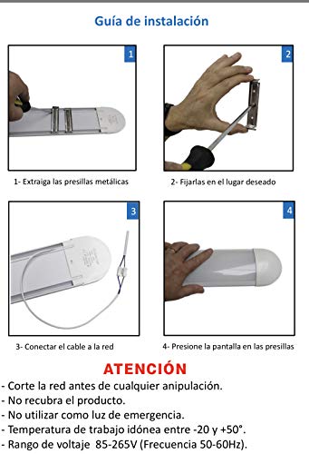 Luminaria LED PLUS. Doble potencia 120 cm. Color Blanco Neutro (4500K). Tubo led integrado T8 72w. 6800 Lumenes. Lampara led slim.