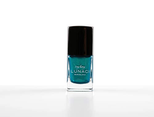 LUNACI Barcelona Laca de Uñas Purpurina Brillante, Esmalte de Uñas Resplandecer Secado Ultra Rápido, Larga Duración, Sin Tolueno, Color: Verde Azulado, 13ml - (Tono: 14 / Teal Green Glitter)