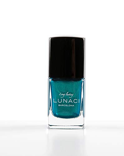 LUNACI Barcelona Laca de Uñas Purpurina Brillante, Esmalte de Uñas Resplandecer Secado Ultra Rápido, Larga Duración, Sin Tolueno, Color: Verde Azulado, 13ml - (Tono: 14 / Teal Green Glitter)