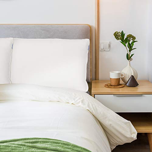 Lunvon Almohada Viscoelástica - Almohada de Espuma de Memoria de Altura Ajustable, 71 x 51 cm, Gel Disipador del Calor, Funda de Almohada Desmontable, Blanco