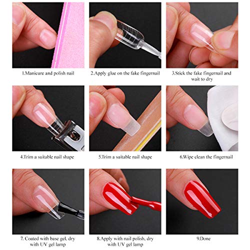 Lurrose 140 UNIDS Formas duales Sistema de uñas acrílicas para moldes de uñas falsas Cubiertas completas Consejos para uñas Gel UV para extensión de uñas