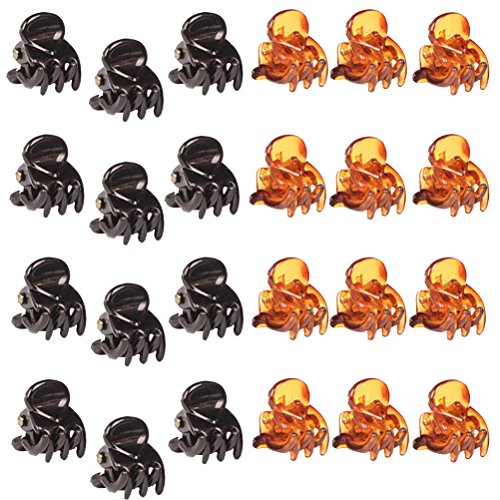 Lurrose 24 unids Mini plástico garra del pelo antideslizante agarre clips de la mandíbula del pelo pequeño marrón negro abrazadera de pelo de larga duración duradera pinza de pelo