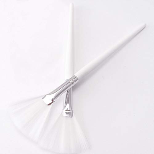 Lurrose 2PCS Facial Fan Máscara Cepillo De madera Mango largo Máscara Aplicador Cepillo Cuidado de la piel para la máscara de exfoliación Maquillaje