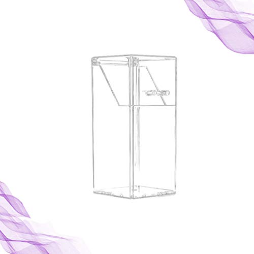 Lurrose - Caja de almacenamiento de acrílico con tapa a prueba de polvo para brochas de maquillaje de escritorio, organizador de brochas de uñas transparente