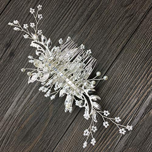 Lurrose Granos de cristal Peine del pelo Flor de cerámica blanca Joyería nupcial del pelo Peine del lado Broche cabello Accesorios boda Gorros para mujeres niñas