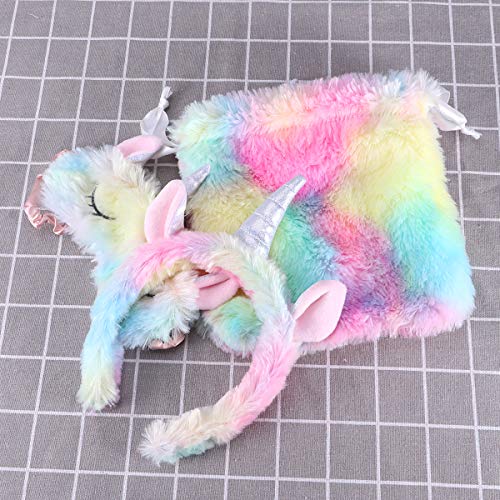 Lurrose - Juego de 3 diademas de unicornio y antifaz para dormir con bolsa de almacenamiento