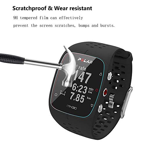 Lusee 3 Piezas Protector de Pantalla para Polar M400 / Polar M430 Cristal Vidrio Templado [Dureza 9H] [Alta Definición] Resistente a los arañazos/Anti-Huellas 2.5D Borde Curvo Protector de Pantalla