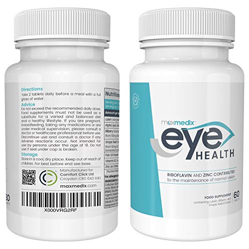 Luteína Cápsulas Dosis 20mg - Suplemento Natural Para Ojos con Vitaminas, Minerales y Antioxidantes, Con Zinc, Omega 3 y Vitamina B, Protege y Mejora Salud Ocular, Para Vista Cansada, 60 cápsulas