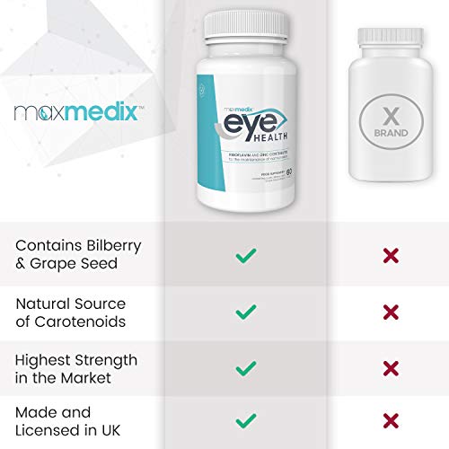 Luteína Cápsulas Dosis 20mg - Suplemento Natural Para Ojos con Vitaminas, Minerales y Antioxidantes, Con Zinc, Omega 3 y Vitamina B, Protege y Mejora Salud Ocular, Para Vista Cansada, 60 cápsulas