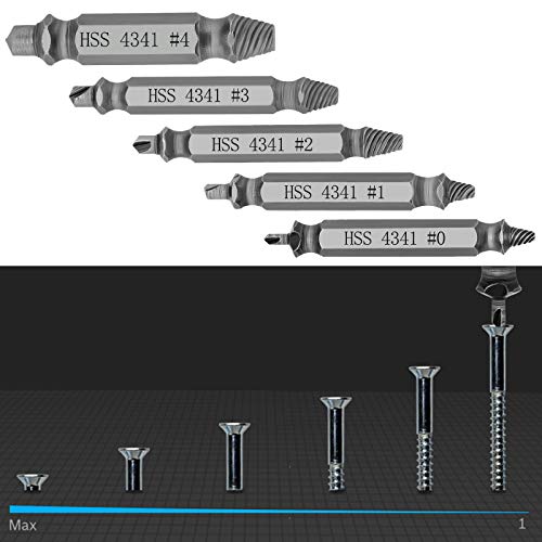 LUTER 6 Piezas Juego De Extractor De Tornillos, Juego De Extractor De Tornillos Dañados, Para Electrodomésticos, Automóviles, Máquinas, Pomos De Puertas - HSS 4341, Dureza 63-65 HRC