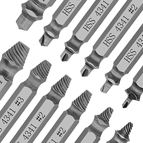 LUTER 6 Piezas Juego De Extractor De Tornillos, Juego De Extractor De Tornillos Dañados, Para Electrodomésticos, Automóviles, Máquinas, Pomos De Puertas - HSS 4341, Dureza 63-65 HRC