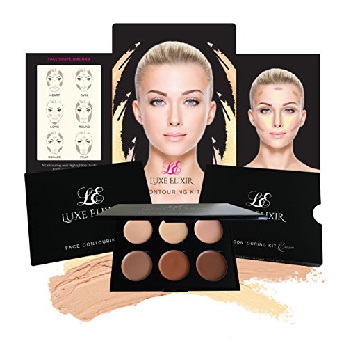 Luxe Elixir Kit Contorno Crema - La mejor paleta de contorno y corrector cremoso con crema lisa pigmentada - Incluye guía de contorno paso a paso