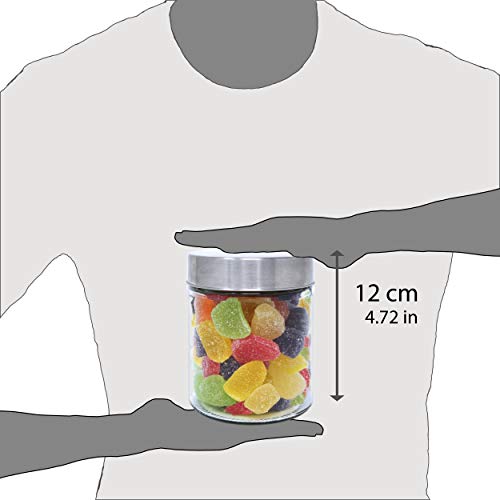 Luxury & Grace Pack 4 Botes de Cristal, 0,5 L (12x10 cm), con Tapa de Acero Inoxidable. Tarros de Cristal.