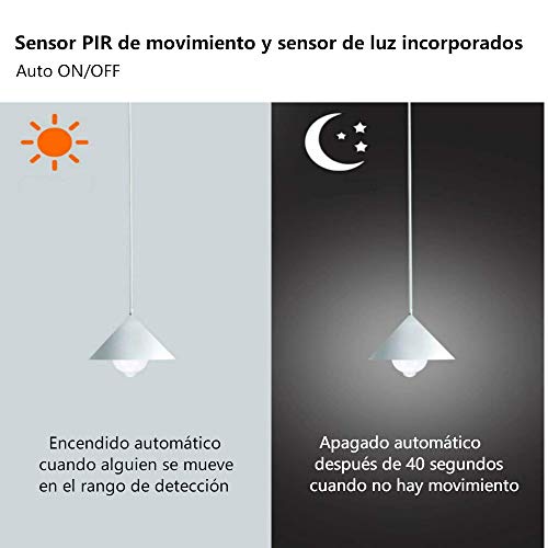 Luxvista Bombilla E27 5W LED Sensor de Movimiento, Blanco Cálido 2800K, Sensor PIR+Sensor de Luz, Infrarrojo Encendido/Apagado Automático, Luz Nocturna Lámpara Exterior/Interior